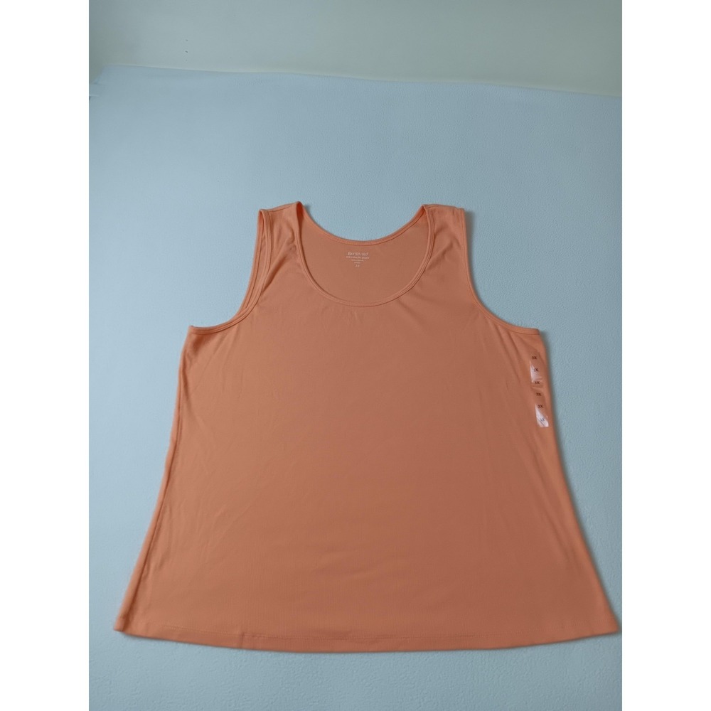 Bay Studio Tank Womens 3X Orange Basic Cotton Spandex Knit Tagless Lightweight